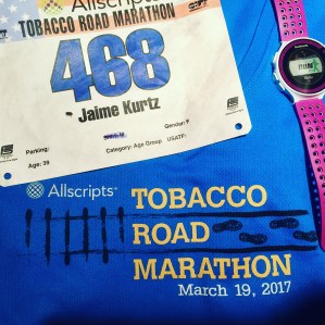 Tobacco Road Marathon Recap – Jaime Kurtz, Ph.D